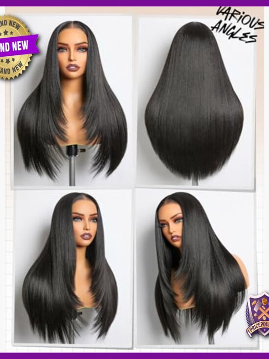 Straight Layered Glueless HD Lace Wig Premium Fiber Blowout Style main image 4